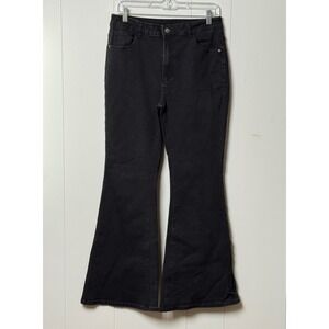 Gilipur Women's Black Cotton Blend High Rise Flare Bell Bottom Jeans Size XL
